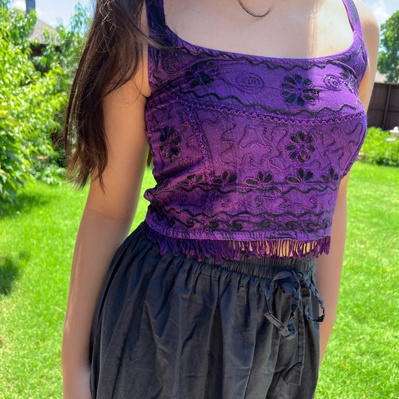 Smocked Back Embroidered Summer Crop Top - Picture 7 of 11